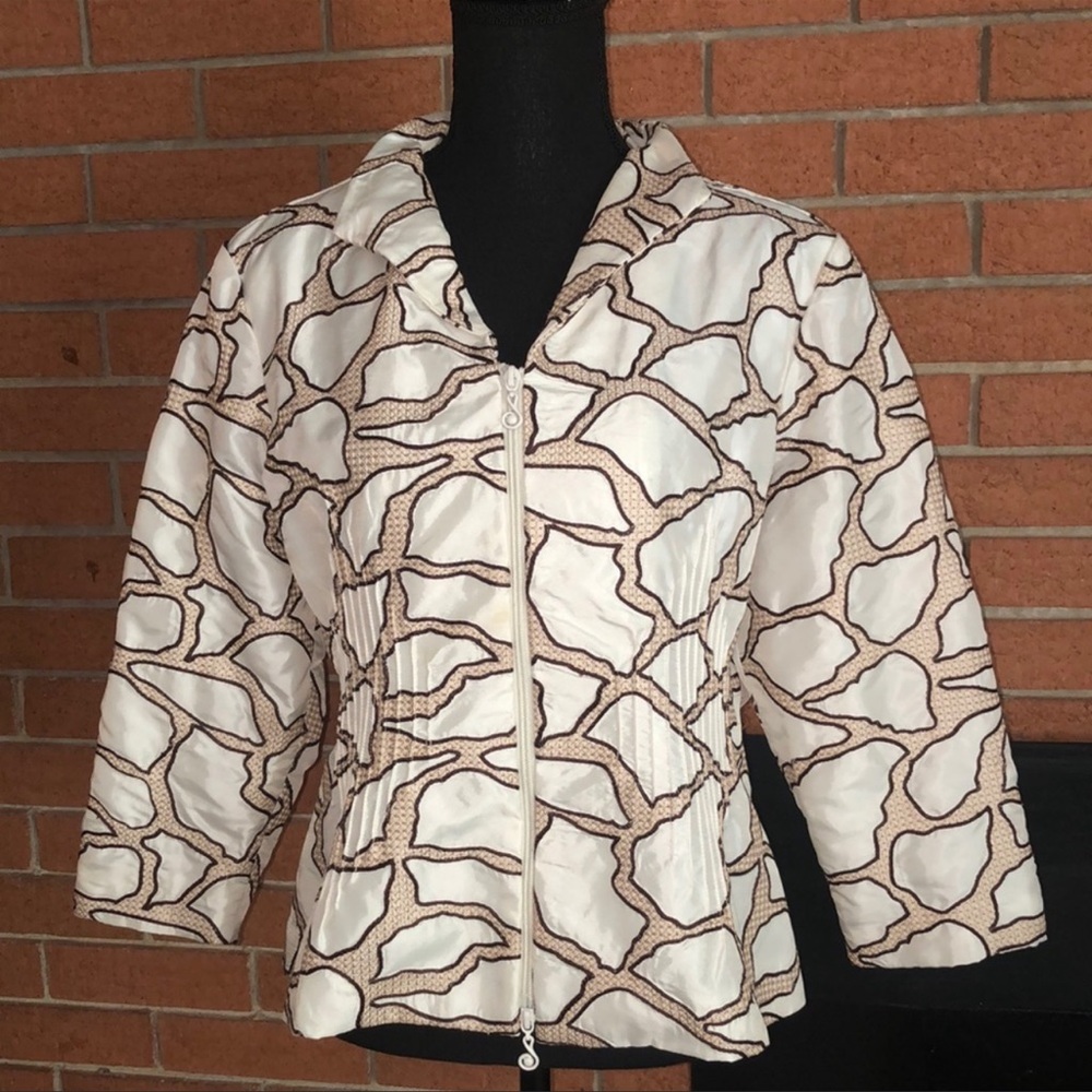 SAMUEL DONG BROCADE TEXTURED ZIP JACKET